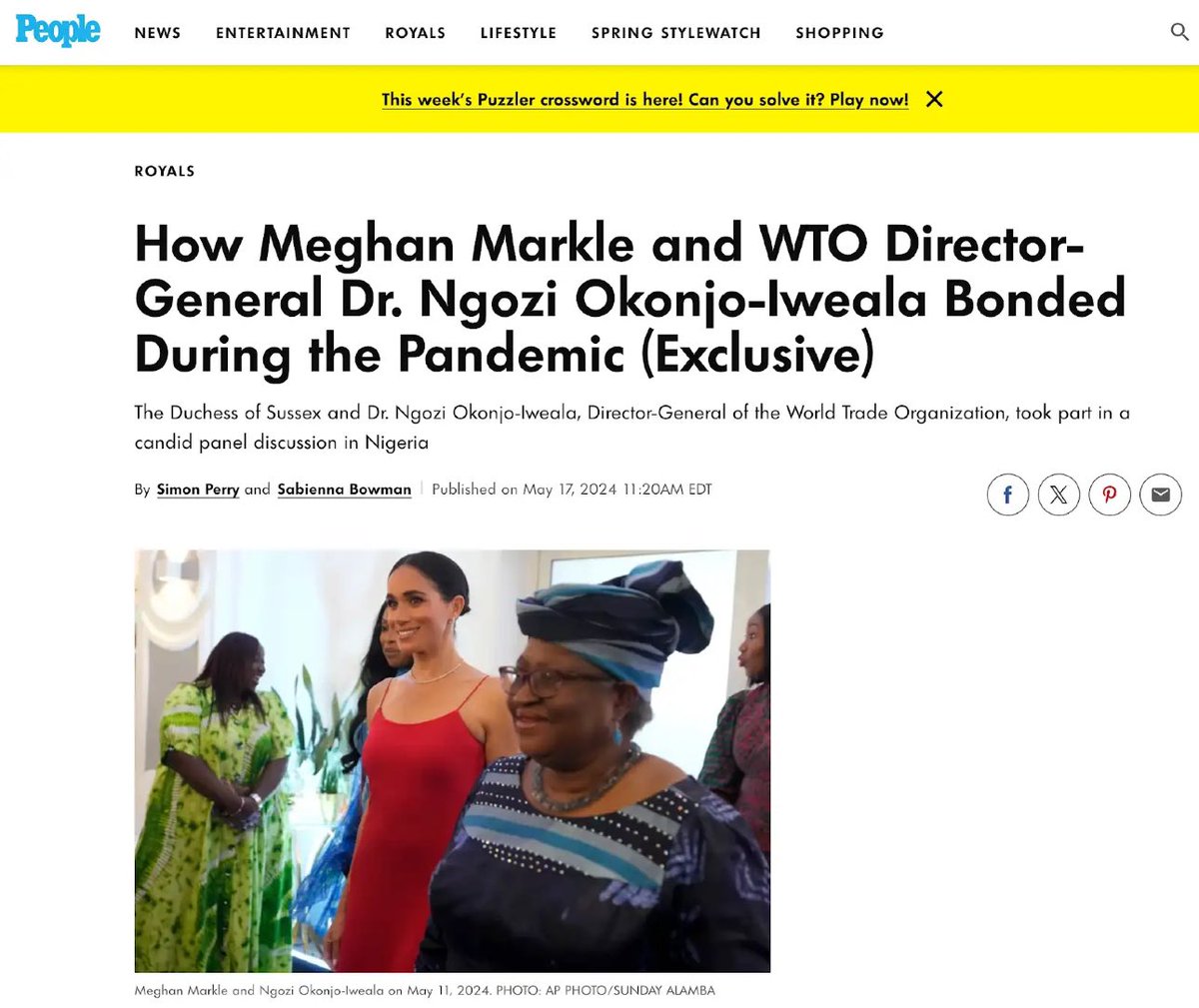 Meghan Markle making some serious money off all these @people Exclusives Not only did Harry & Meghan charge an appearance fee to the Department of Defense in Nigeria Meghan is also lining her pockets with all the photos & magazine exclusives It was NEVER about Invictus