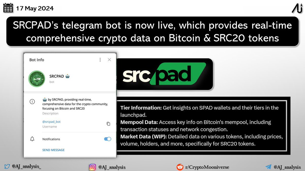 AJ_analysis_'s tweet image. #SRCPAD&apos;s Telegram bot is now live

👉 More details: x.com/srcpad_pro/sta…