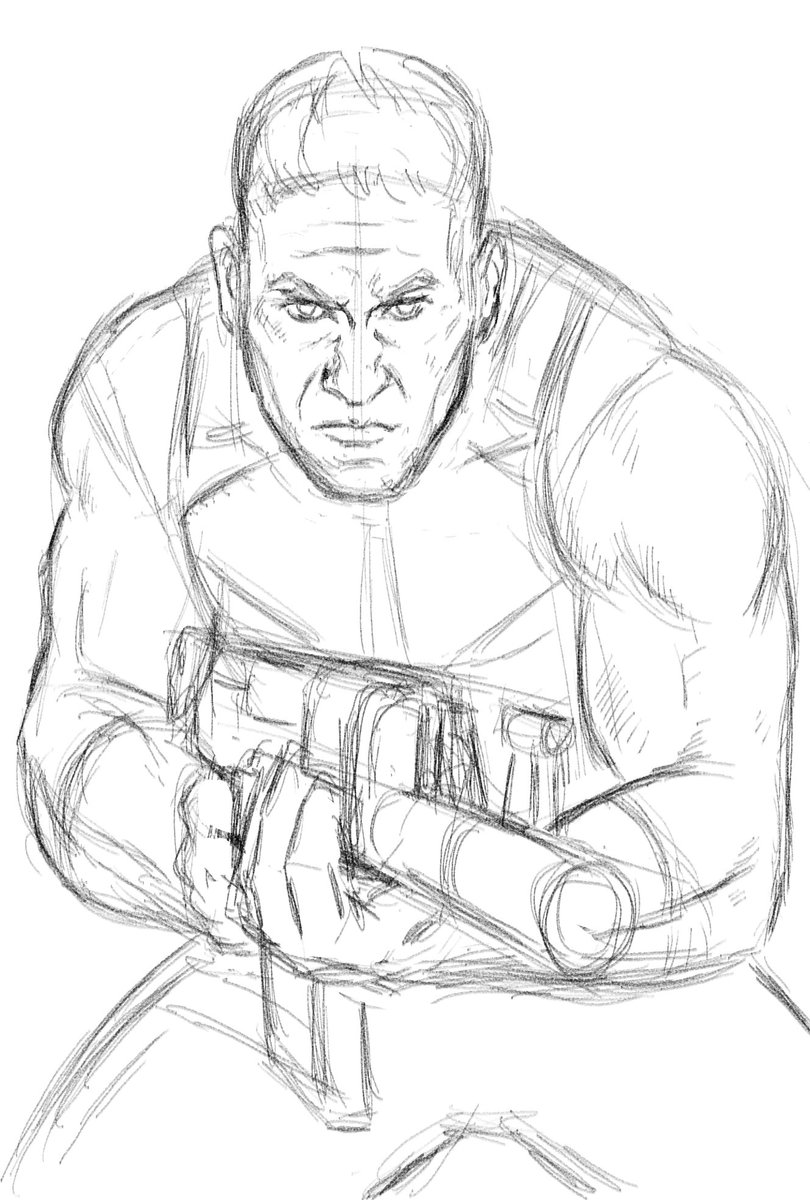 I started sketching #JonBernthal's #Punisher after one of my favorite Jim Lee covers. I'll work on this more later today. #WIP #BornAgain #MCU #fanart