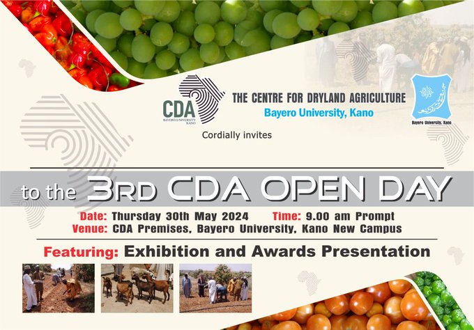 Educate yourself on the future of dryland farming at @CDA_BUK Open Day on May 30th! The event kicks off at 9 am at the CDA premises, featuring exhibitions and an awards presentation.