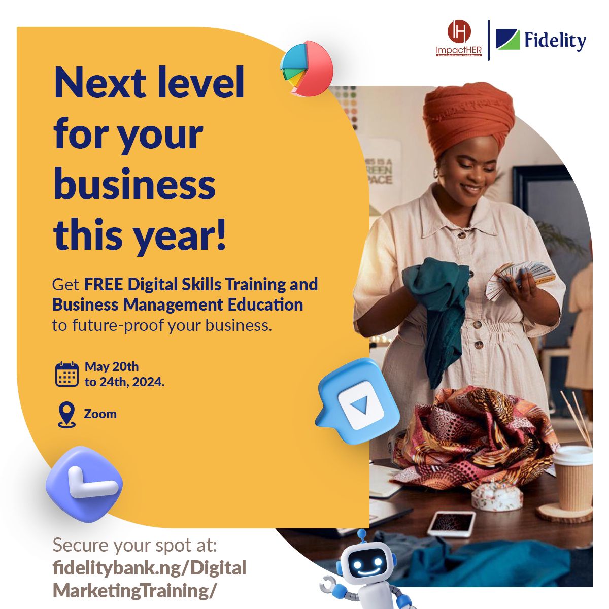 Bas_eet's tweet photo. Attention all female entrepreneurs! Expand your business and earn more online this year. Join the Fidelity Bank's exclusive digital skills and management training. #FidelityDigitalTraining
Register here: https://t.co/68JfGWa2fp https://t.co/2gzVRVMngH