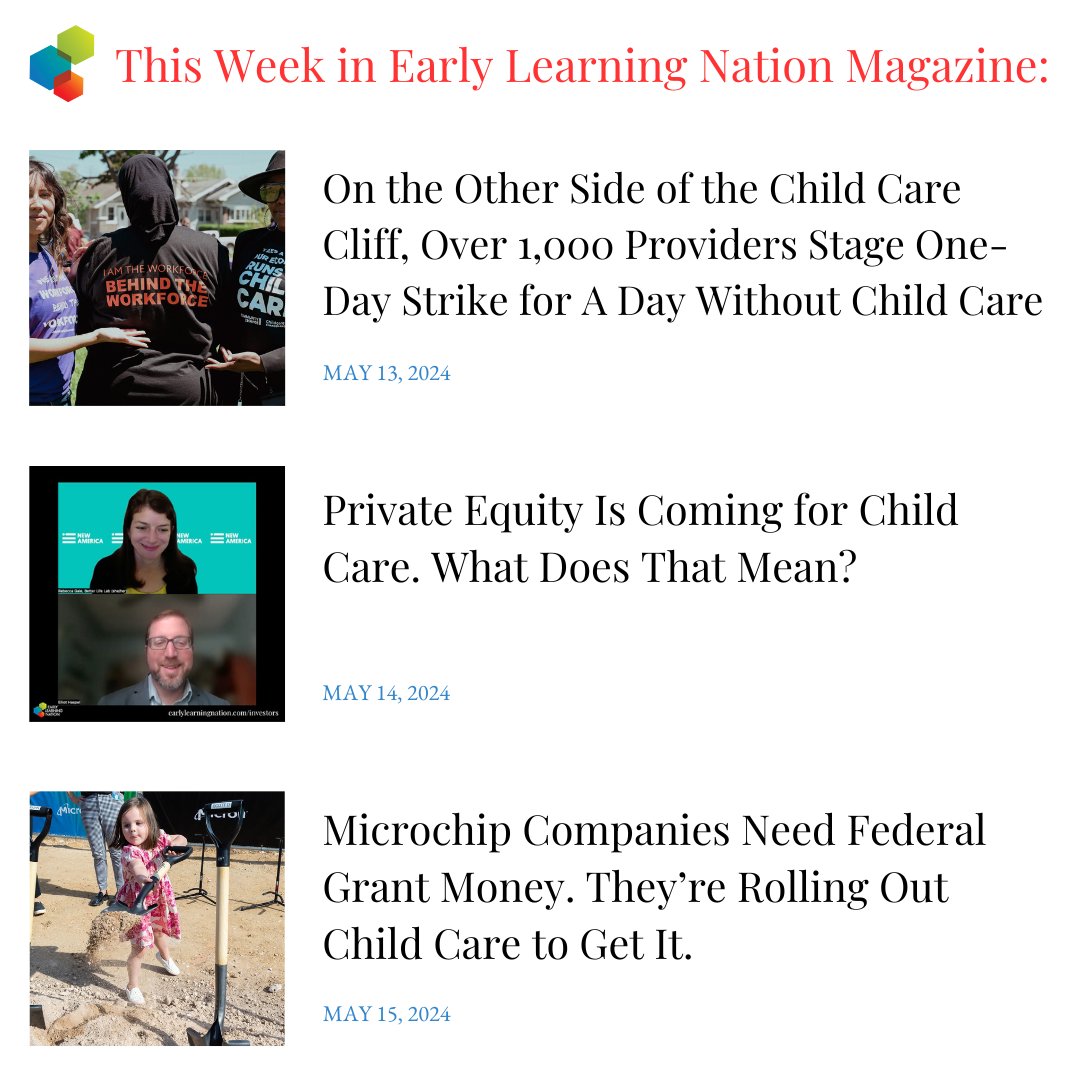 🧵You want all the angles on what's happening in #childcare policy, advocacy and more? We've got you this week: @brycecovert @communitychange @Beckgale @ehaspel @NewAmericaEd @jkutzie @The19thNews