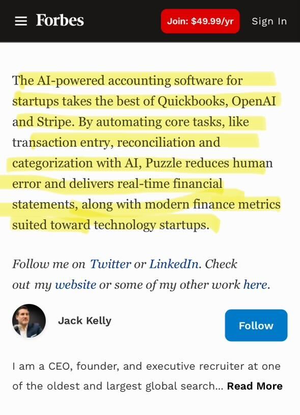 Underrated press benefit for technical founders - press can typically articulate your positioning better than you can!

For years I said 'if Quickbooks and OpenAI and Stripe had a baby' but I just learned that 3 people cannot have a baby, at least in simulation!

So when