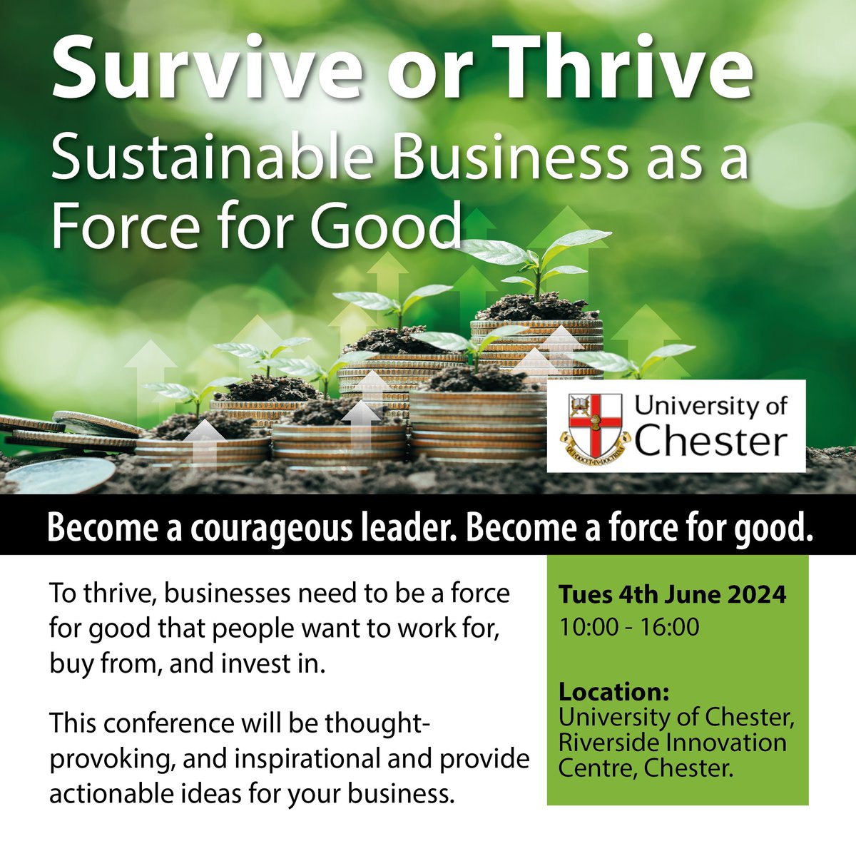 SERKEI @uochester is pleased to host this event with @uoc_business. Join a wonderful line-up of speakers, panellists and workshop hosts to explore what courageous leadership for sustainability looks like. More info here: tinyurl.com/SoT4Jn or via sustenv@chester.ac.uk