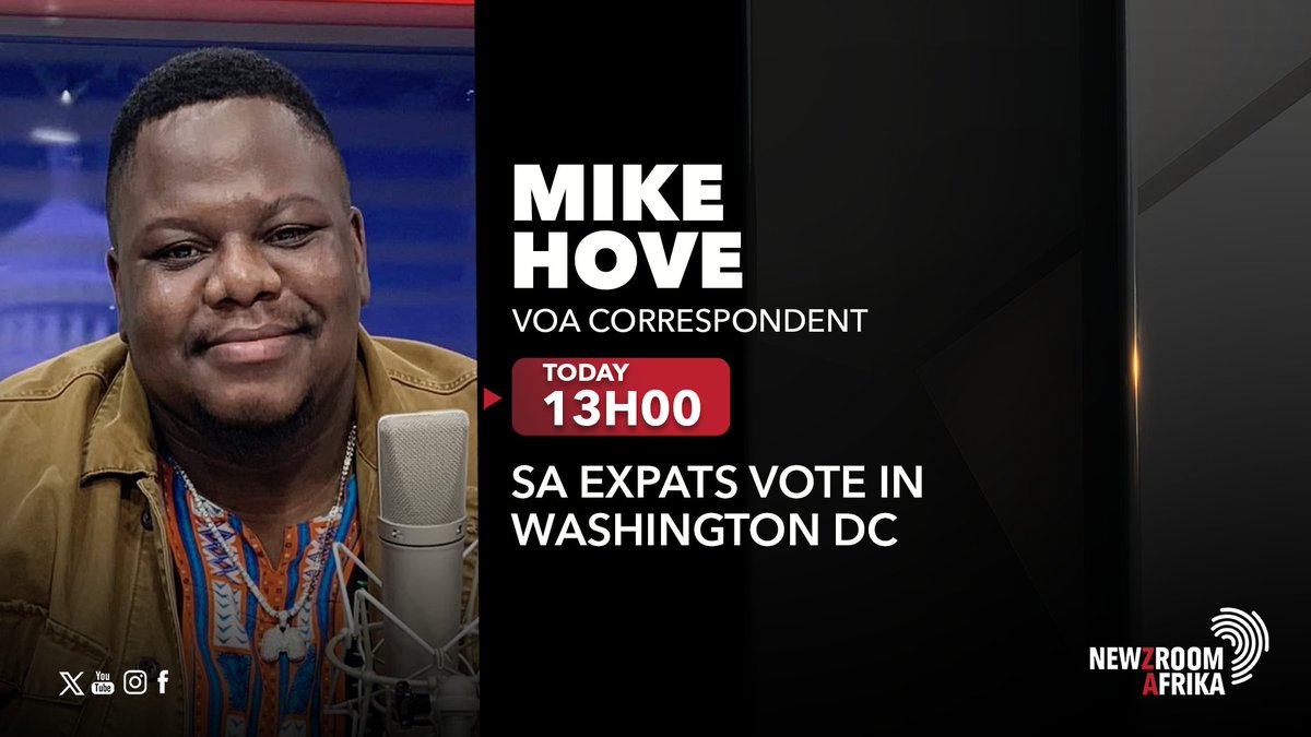 [COMING UP] #Newzroom405 will cross live to Voice of America correspondent Mike Hove for an update on South Africans voting in Washington DC in the United States. #Elections2024 #RoadToVote24