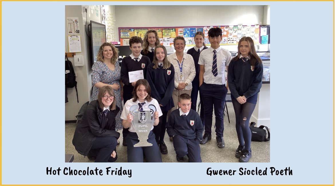 CompPorthcawl's tweet photo. Llongyfarchiadau to this week’s Pupils of the Week. Hot Chocolate Friday was enjoyed by all! https://t.co/ZclYZxz2OF
