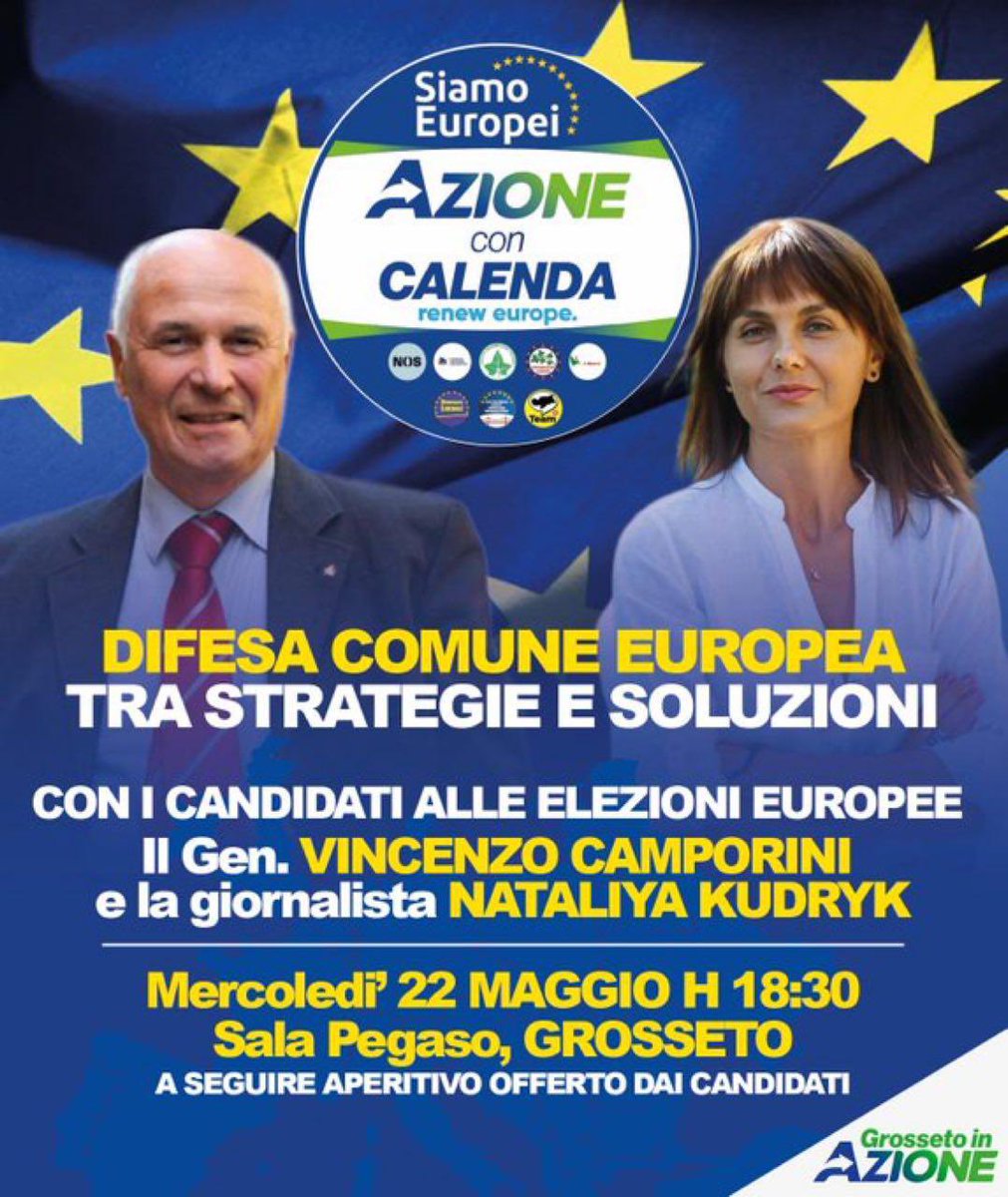 Ci vediamo nei prossimi giorni in #Toscana per tanti impegni di campagna elettorale! 📍Lunedì 20 maggio a Pisa dalle 17.30 a Officine Garibaldi (via Gioberti 39) 📍Martedì 21 a Montevarchi, dalle 21.15 📍Mercoledì 22, ci incontreremo a Grosseto, dalle 18.30 A presto!