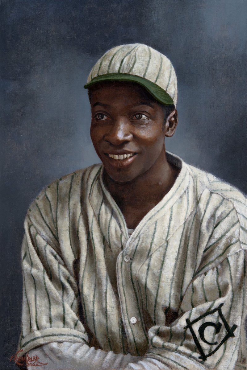 #OTD in 1903, James “Cool Papa” Bell was born in Starkville, MS. Given his nickname by Bill Gatewood, he was anything but ‘cool’ on the diamond, where he was one of the fastest to have ever played. Here’s my painting of him with the Petroleros de Cienfuegos in 1928-29.