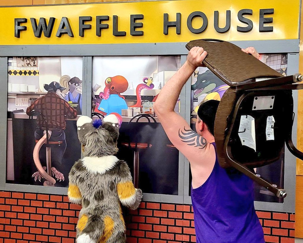 Fwaffle House is brutal 💥 #FursuitFriday