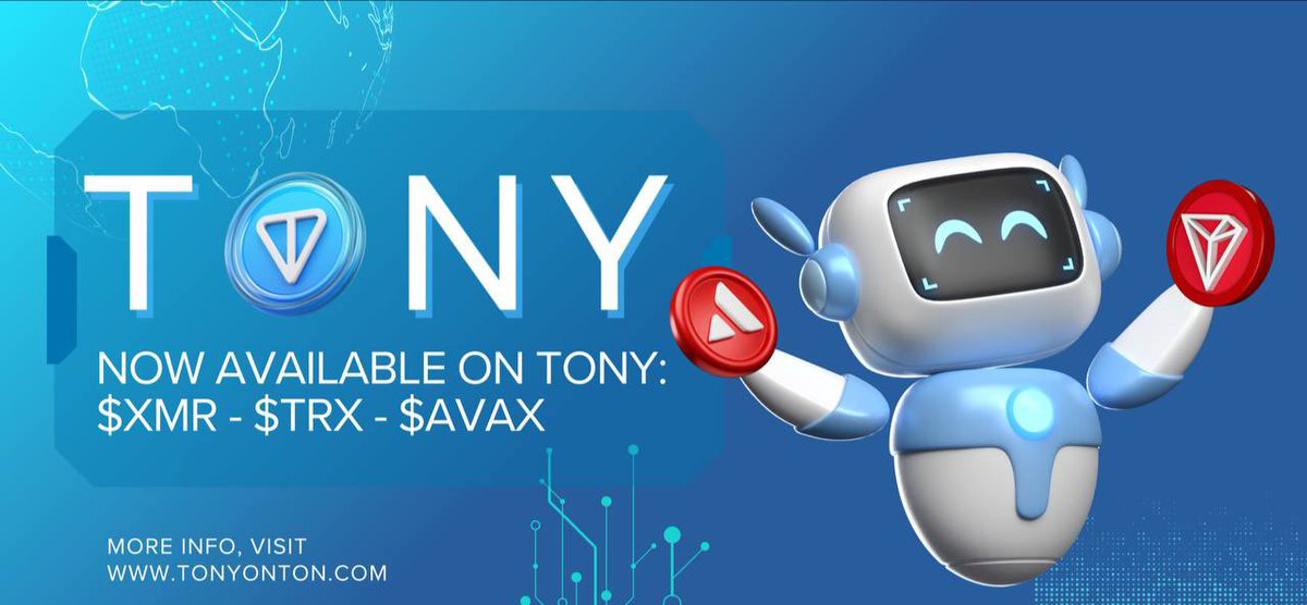 TonyBridgeBot's tweet image. Now available on Tony:  $AVAX , $XMR and $TRX 

Which chain next? 🤔

$TNY