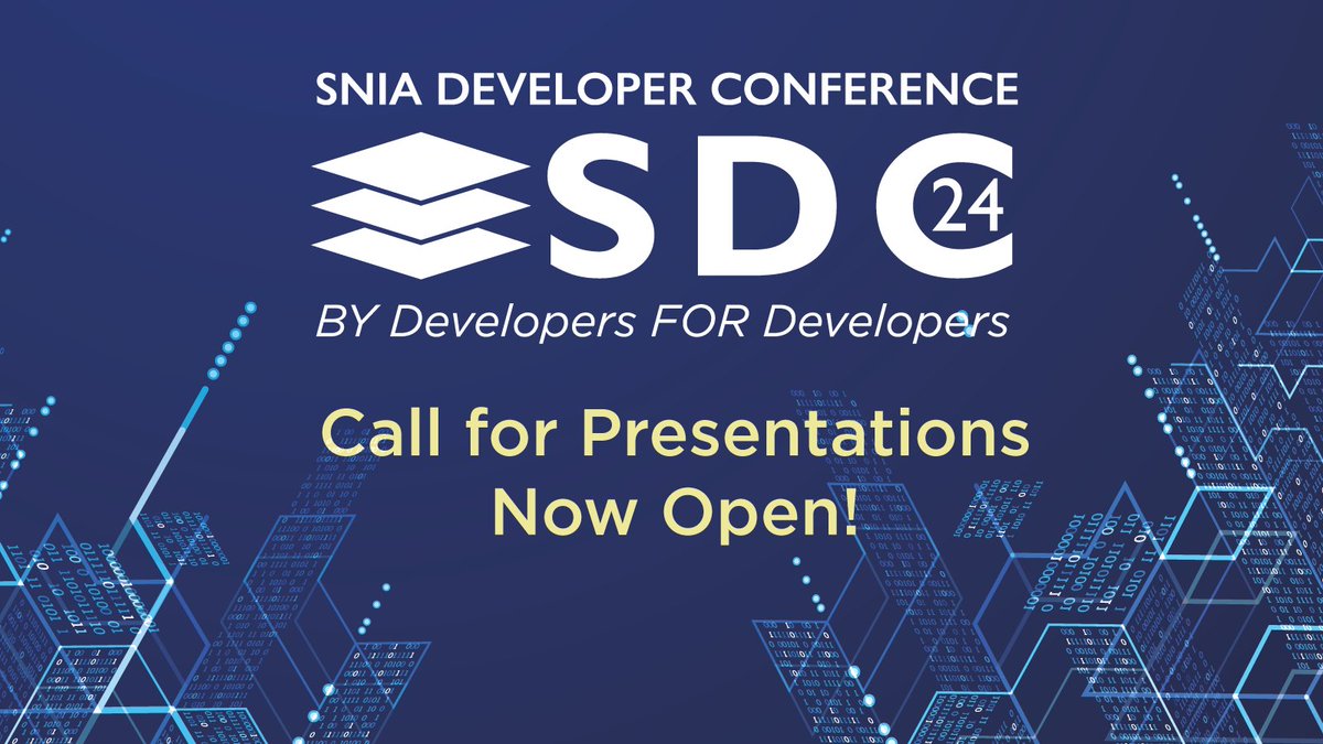The call for SDC24 Presentations Closes June 5. We are seeking proposals on a wide range of topics. Share your expertise and experience and join us in Santa Clara, CA Sept. 16-18. @SNIASDC sniadeveloper.org