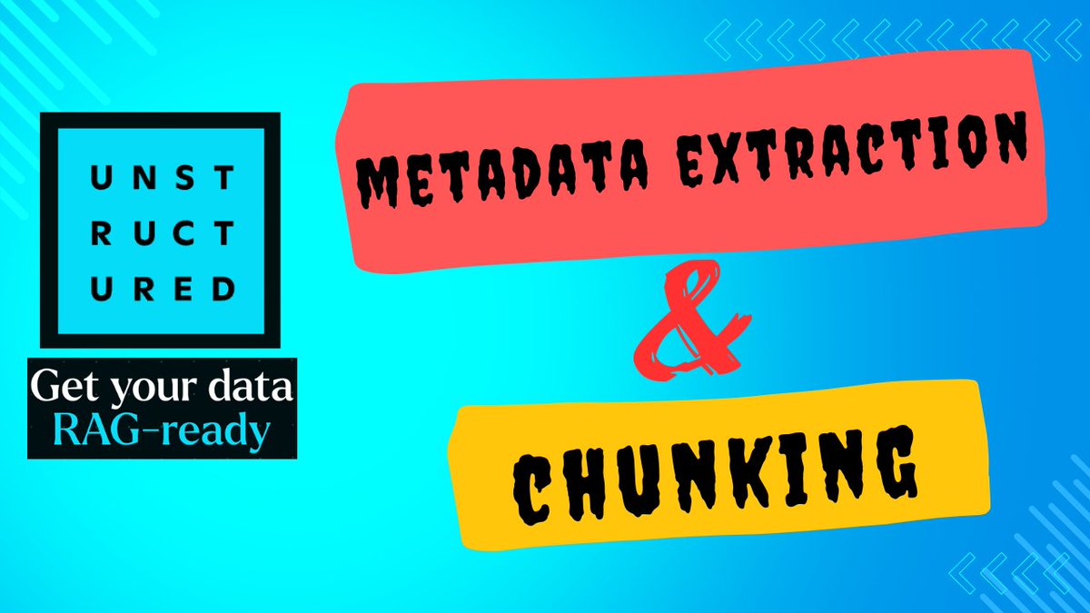 Want to extract metadata and chunking for better RAG, use @UnstructuredIO ✨ Uploaded another video in the unstructured video series 👉extracting metadata and chunking 👉Used @trychroma as Vector DB YT video: youtu.be/JjSCezpZbI0 #unstructured #rag #chromadb #llm #metadata