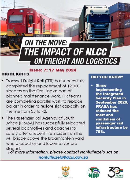 On the move: The Impact of the National Logistics Crisis Committee (NLCC) on freight and logistics in South Africa. #NLCC #30yearsoffreedom #TFRcares #rebuildingrail @prasa_group