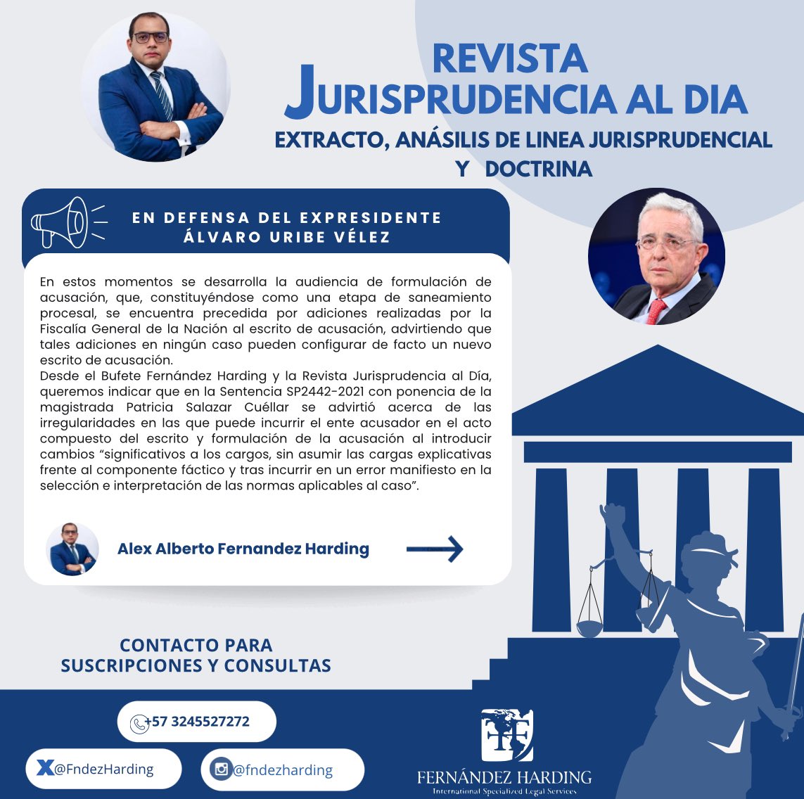 FndezHarding's tweet photo. 🚦EN DEFENSA DEL EXPRESIDENTE ÁLVARO URIBE VÉLEZ 

La audiencia de formulación de acusación es la estampa de saneamiento procesal en la que el escrito puede ser inadmitido o rechazado por incumplimiento de los requisitos formales. https://t.co/vGhjszekJl