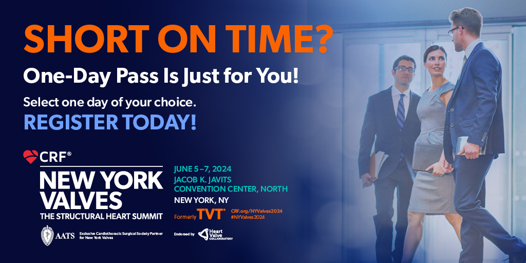 Can't attend the full conference? Grab your One-Day Pass for #NYValves2024 now! 🌟 Dive into a day filled with learning, growth, and invaluable connections. 📚🤝 Don't miss your chance to be at the forefront of multidisciplinary collaboration in structural heart disease!