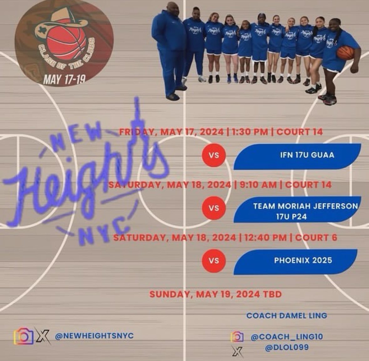 Come check out me and my girls at the Clash of the Clubs in Houston this weekend! Here is our schedule <a href="/NewHeightsNYC/">New Heights Youth Inc.</a>