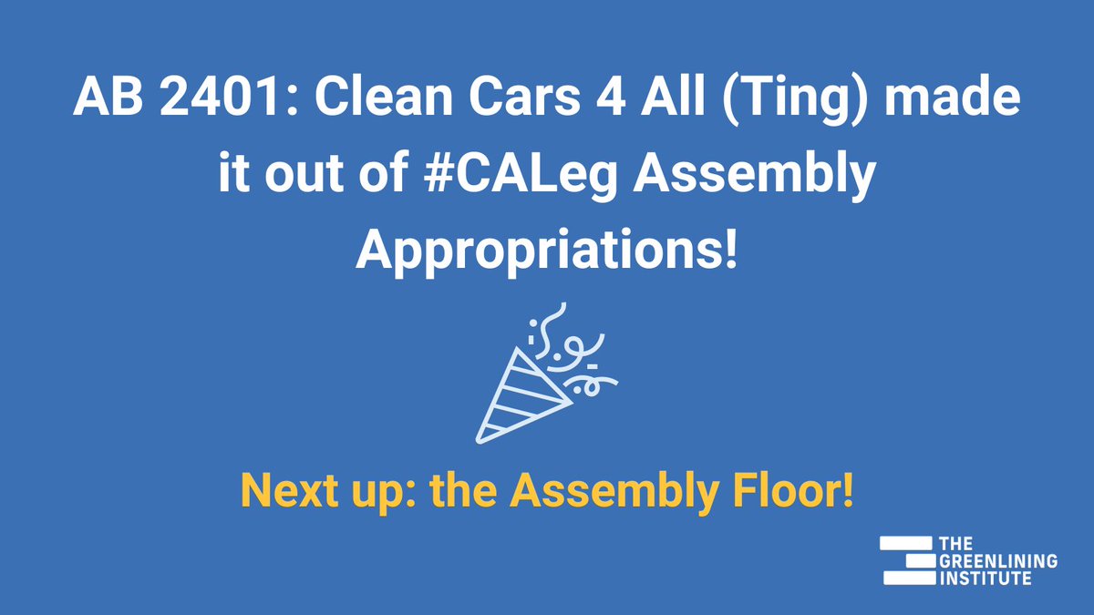 Yesterday, #AB2086 & #AB2401 passed the Assembly Appropriations Committee! Major thanks to bill authors @PhilTing & @Pilar4CA for advocating for this much-needed legislation. We look forward to the Transportation Accountability Act & #CleanCars4All moving onto the Assembly floor.