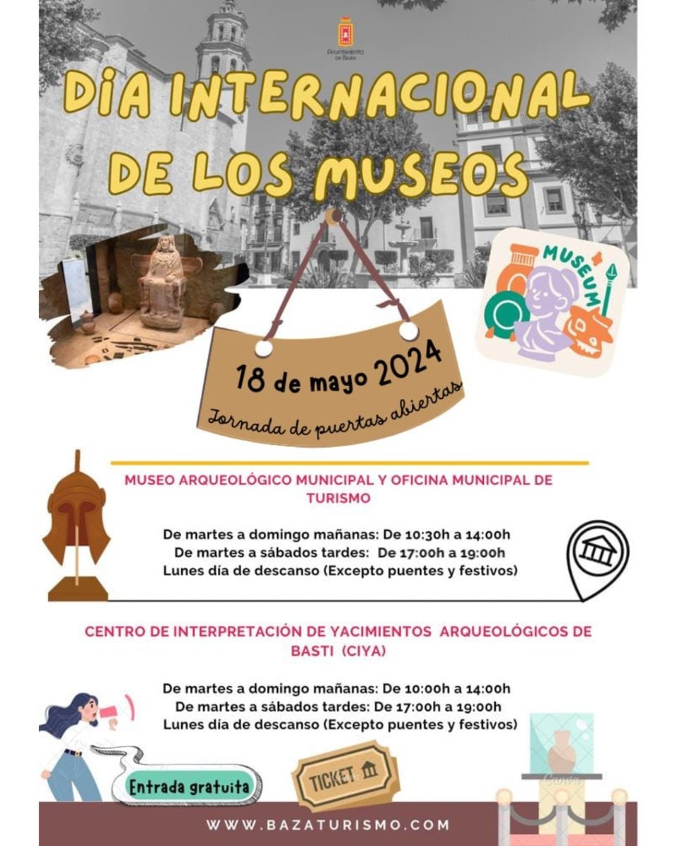 Para que vayas planificando tu fin de semana y más allá... Propuesta de la Oficina de Turismo de #Baza para #DíaInternacional de los #Museos.