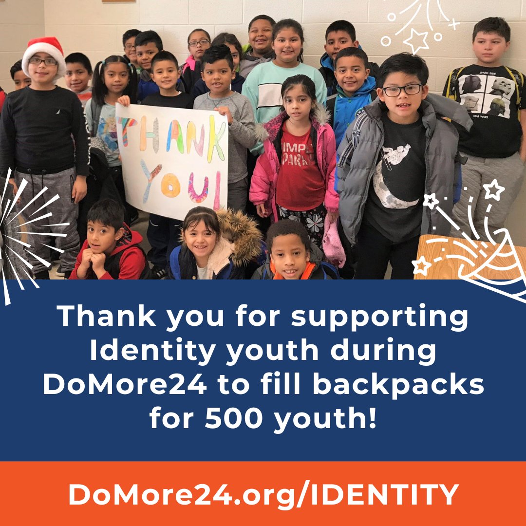 Thanks for supporting the Backpack Drive for Identity youth #DoMore24! ​​THERE ARE STILL MANY WAYS TO PARTICIPATE IN THE BACKPACK DRIVE - head to domore24.org/IDENTITY Ty for helping youth start school next fall on equal footing on day 1​ #gaithersburgmd #montgomerycountymd