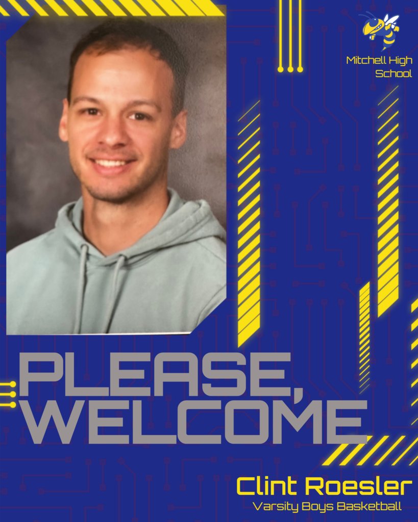 Mitchell Athletics: Please join us in welcoming- New Varsity Boys Basketball Coach- Clint Roesler. 

Good Luck and Welcome to Mitchell. 

GO BLUEJACKETS