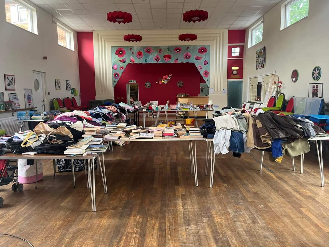 Our jumble sale is all set up ready for tomorrow morning. As you can see, we have LOTS of items 👀 we look forward to seeing you from 10am-Midday. Why not treat yourself to a cuppa and bacon roll? 
Thank you everyone for your donations!
Please share!