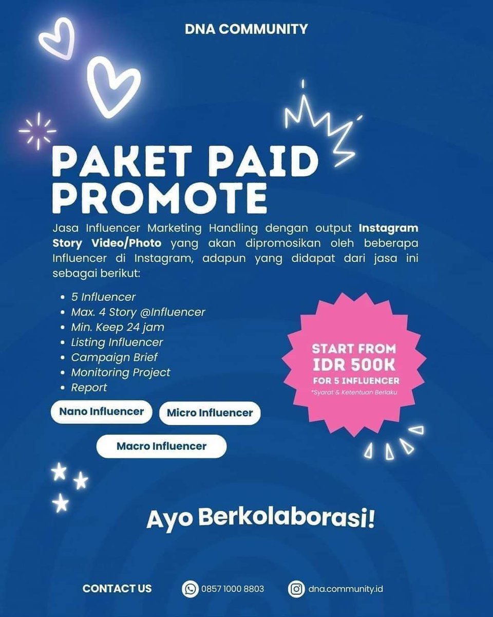 dnaindonesiaa's tweet image. 📌DNA Community Indonesia Menyediakan Jasa:📌
🔷Paket Endorsement
🔷Reels/Tiktok Video
🔷Paid promote
🔷Product Review
🔷Visit Store
.
Hubungi WA Admin: wa.me/+6282254557998🤗💖
.
#DNACommunity #influencermarketing #KOLAgency #KOLManagement #InfluencerMarketing