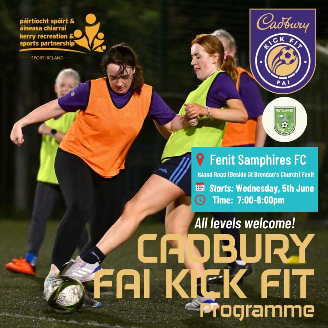 Can't believe it's my 3rd year coaching on @CadburyIreland Kickfit Women's Social Soccer @FAIreland @KerryRSP & off to @FenitSamphires this June.🫶

Really looking forward to this one, great people & great club!

Check it out ⬇️ 
Don't miss out, book now!
#Womeninsport #KickFit