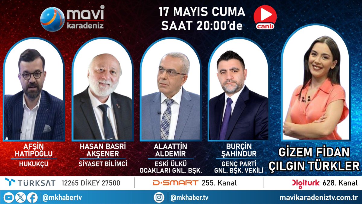 #CANLIYAYIN🔴 📌ÖZGÜR ÖZEL CHP’Sİ DEMİRTAŞ’A MAHKUMİYETE TEPKİDE ZAYIF MI KALDI? 📌ÇETİN PAŞA HAPİSTEN BAŞI DİK, LAFINI DA ESİRGEMEYEREK ÇIKTI! Gizem Fidan (@gizemfidanhaber) ile Çılgın Türkler bu akşam 20.00'de @mkhabertv ekranlarında! Mavi Karadeniz TV (@mkhabertv)