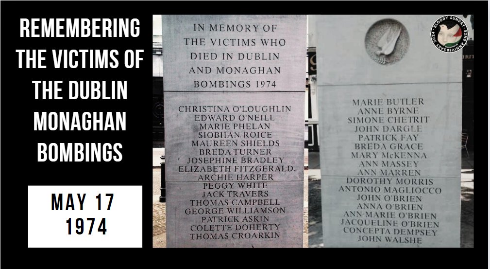 On the 50th anniversary of the #DublinMonaghan bombs, an atrocity committed by the British state, we remember the victims and the survivors who still have never had justice.