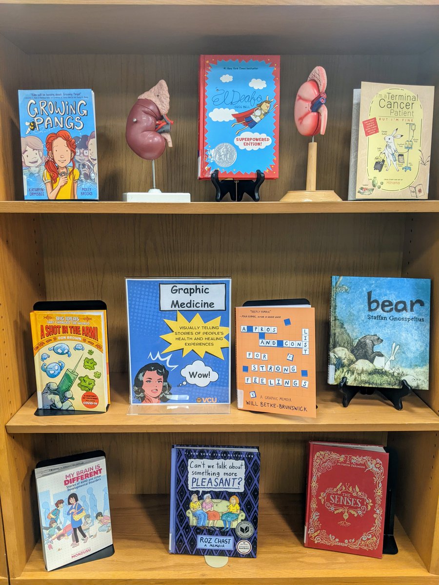 #GraphicMedicine, a term coined by Ian Williams, M.D., is 'The intersection between the medium of comics and the discourse of healthcare.' Come see some fun examples of graphic medicine in the #Health and #Wellness #Library!

#VCU #MCV #HealthSciences #Medicine #Comics