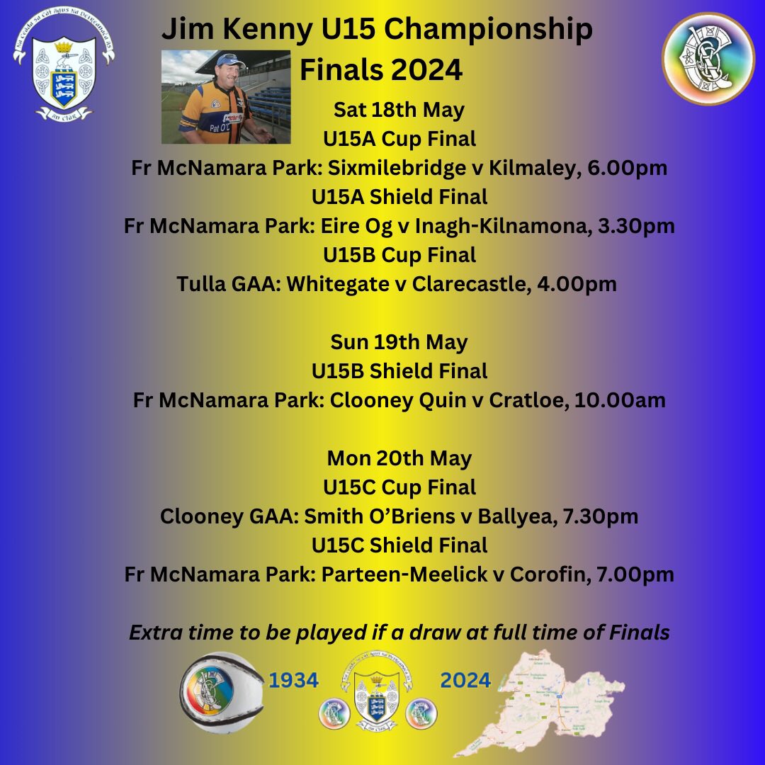 Jim Kenny U15 Championship Finals this weekend.