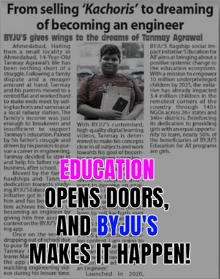 Education opens doors, and @BYJUS makes it happen! Recently came across Tanmay's journey with Byju's EFA which is truly inspiring. #EducationForAll #BYJUS