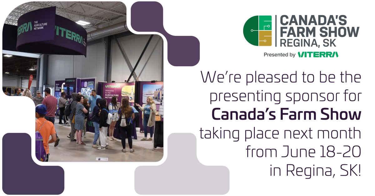 We’re one month away from @cfsreginask which is taking place in Regina, SK June 18-20.
We’re pleased to be the presenting sponsor for the event and look forward to connecting with you next month!
Learn more & get your tickets here: canadasfarmshow.com
#CFS24 #cdnag #westcdnag