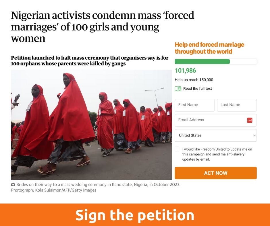 Forced child marriage is never okay. Join our fight to end it around the world: freedomunited.org/advocate/stand… And learn more about what is going on in Nigeria: theguardian.com/world/article/…