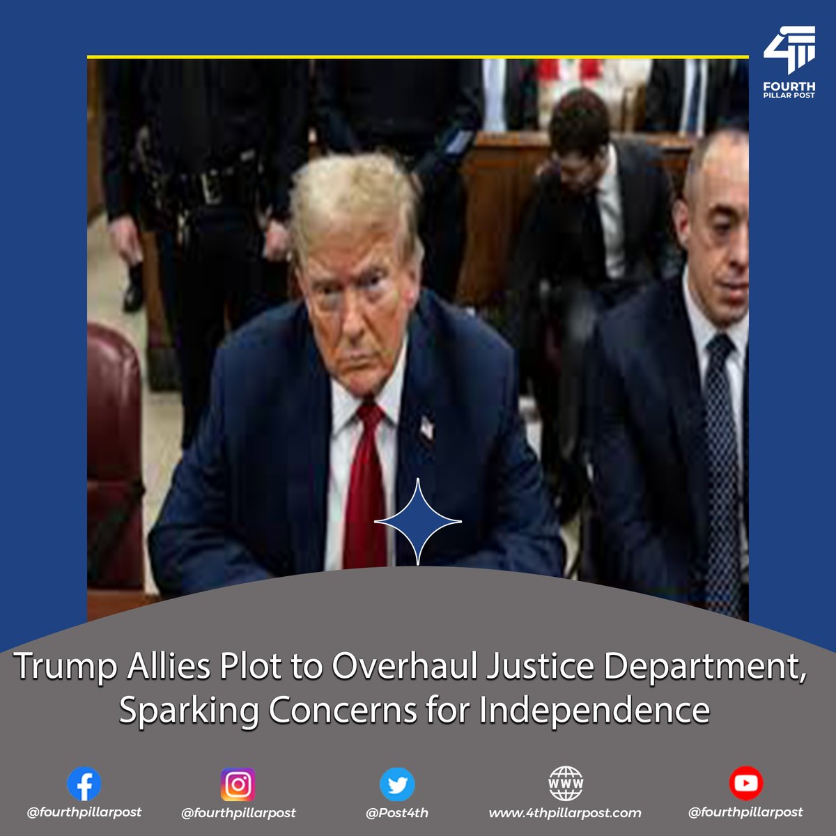 Reports reveal Trump allies' plans to reshape Justice Department, raising alarms over its independence and impartiality. 
#JusticeDepartment #TrumpAdministration
Read more: 4thpillarpost.com