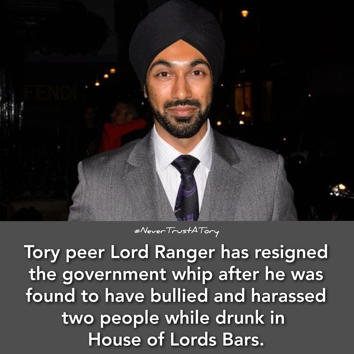 🚨 MORE #ToryScandal 🚨

This time, Lord Kulveer Ranger - a former advisor to the DISGRACED former PM @BorisJohnson. 

#NeverTrustATory #ToryChaos 
#TorySleaze #ToryBullies #ToryFail
#GeneralElectionNow 

💻@SkyNews news.sky.com/story/tory-pee…