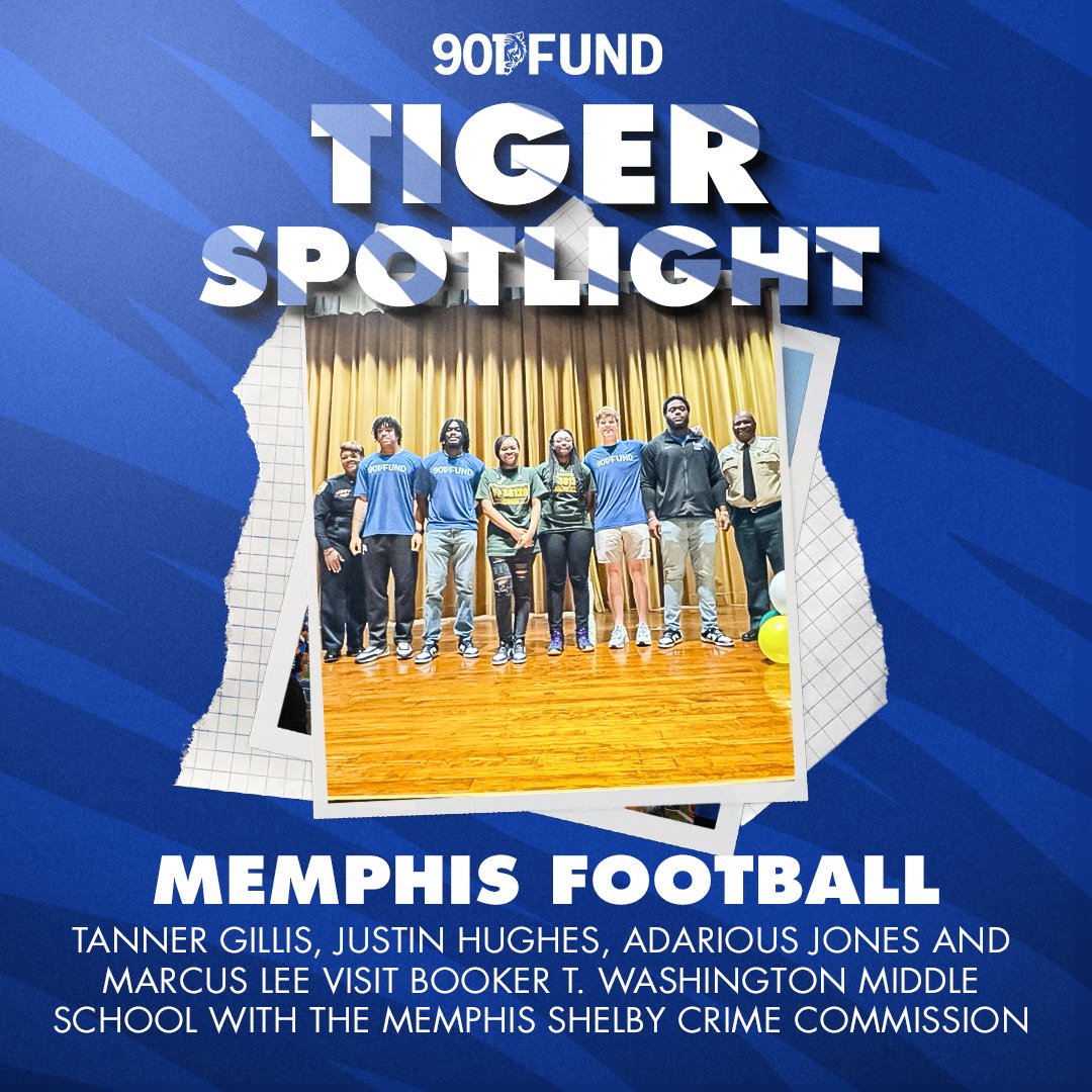 Some of our @MemphisFB players joined the @memcrimecomm at Booker T. Washington last week to inspire the student body to achieve their dreams & how they can make a difference in 901 community. @Ajones3855 @18Marcusleejr @tcg2001 Support #NILwithPurpose: gotigersgo.com/nil