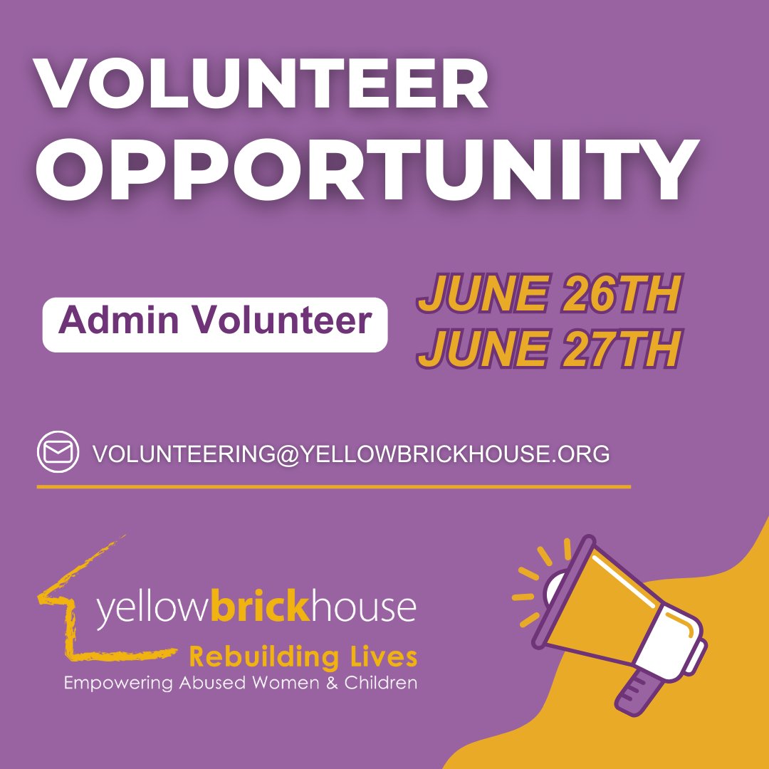 Join our team! Yellow Brick House is seeking passionate volunteers to make a difference in our community. Interested? Email your resume to Volunteering@yellowbrickhouse.org to apply. 💛 #VolunteerOpportunity