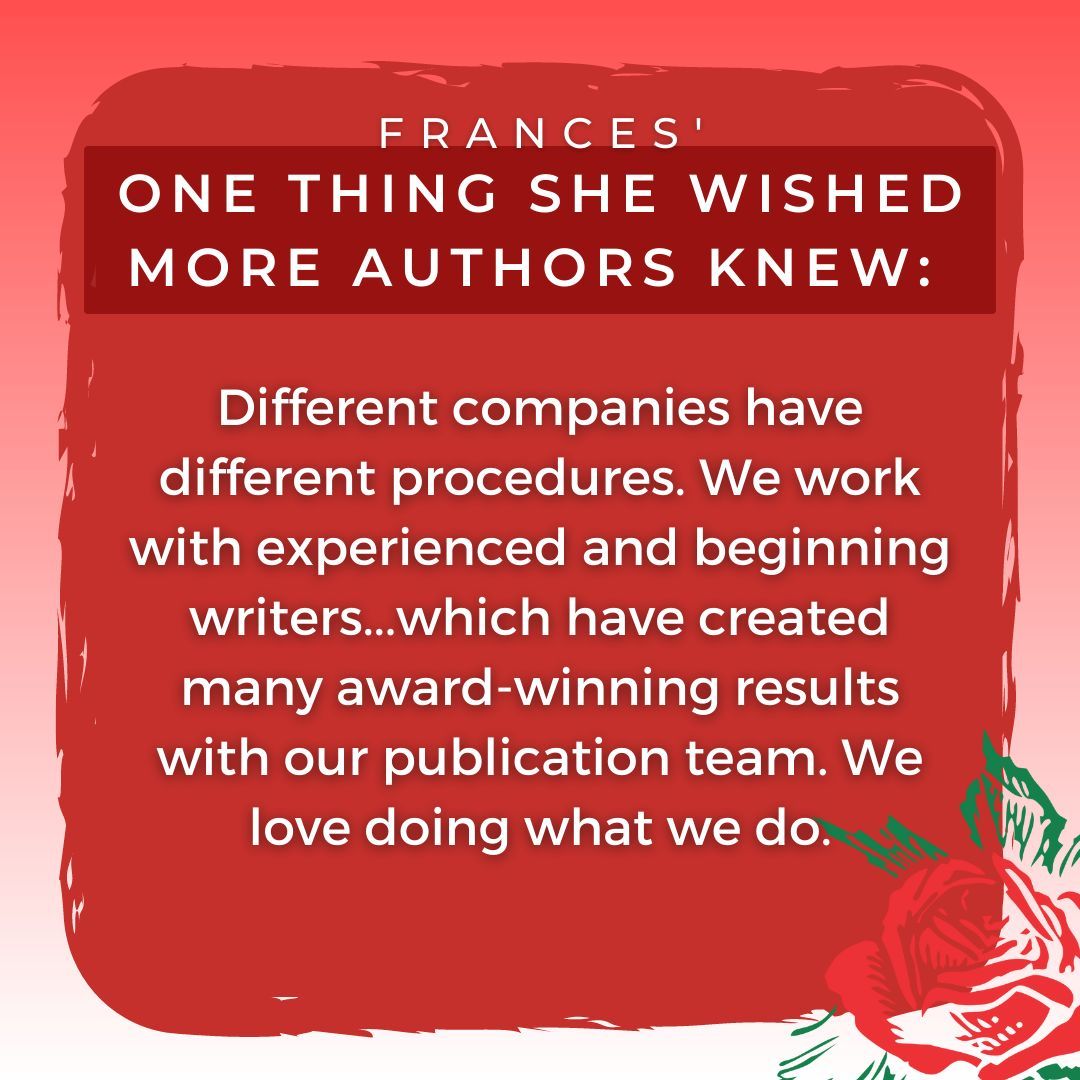 Today, we are celebrating #Editor Frances Sevilla! 🌹📕 In honor of our 18th year in business, we want to shine a spotlight on our team of incredible #womeneditors and #womenartists who work tirelessly behind the scenes, shaping the #books you love.