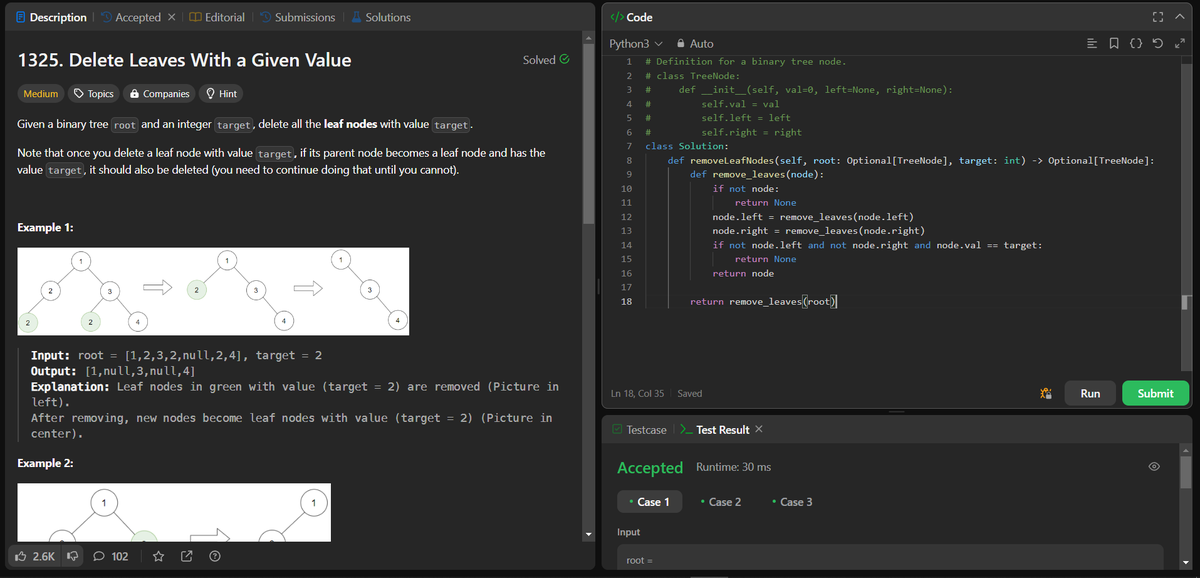 akhand_4795's tweet photo. 🌟Day 49 of my '60 Day DSA Challenge' complete!
Today's challenges tackled on LeetCode:💡🚀

1. Problem No. 1325 - Delete Leaves With a Given Value
2. Problem No. 39 - Combination Sum

#60DayDSAChallenge #Python #LeetCode #DataStructures #Algorithms #ProblemSolving #Day49 https://t.co/BBMLfioooI