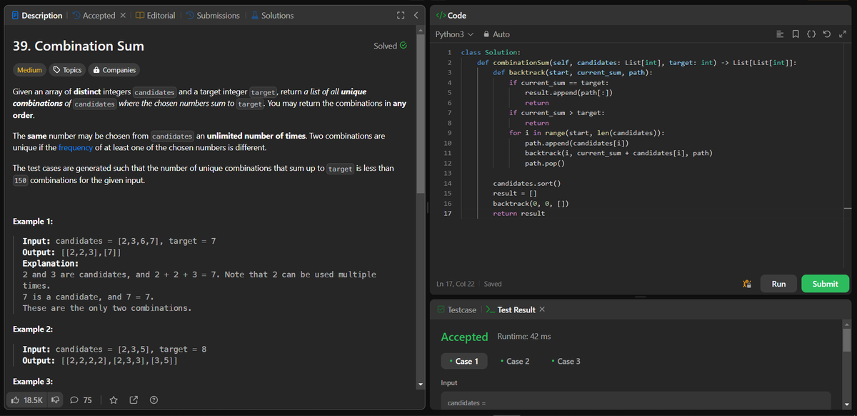 akhand_4795's tweet photo. 🌟Day 49 of my '60 Day DSA Challenge' complete!
Today's challenges tackled on LeetCode:💡🚀

1. Problem No. 1325 - Delete Leaves With a Given Value
2. Problem No. 39 - Combination Sum

#60DayDSAChallenge #Python #LeetCode #DataStructures #Algorithms #ProblemSolving #Day49 https://t.co/BBMLfioooI