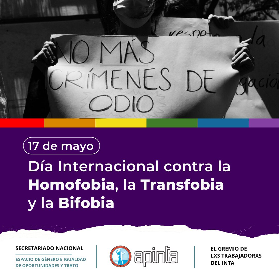 Hoy es el Día Internacional contra la Homofobia, la Transfobia y la Bifobia 🏳️‍🌈🏳️‍⚧️

🔴 ¡ NO MÁS CRÍMENES DE ODIO ! ‼️

#homofobia #orgullo #transfobia #bifobia
