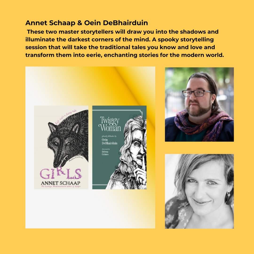 🔮 If you're in Dublin tomorrow dive into a world of spine-tingling storytelling at the @ILFDublin in Merrion Square at 3 pm! Join #AnnetSchaap and #OeinDeBhairduin as they breathe new life into your favorite traditional tales with a chilling twist. 🎟️ ow.ly/4raM50RH77x