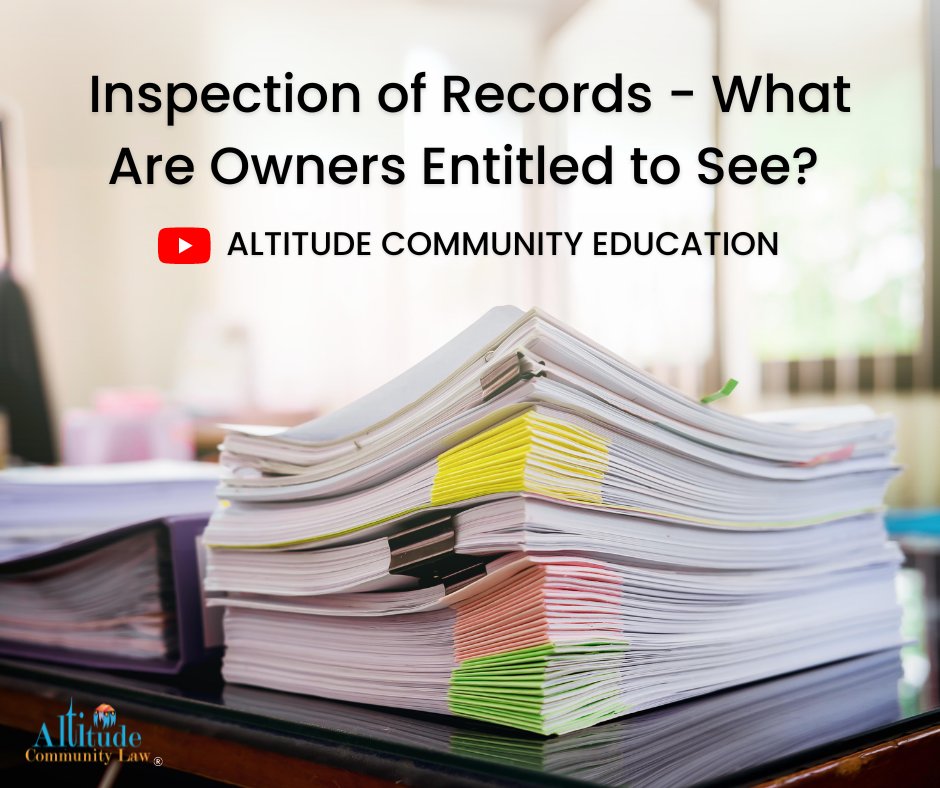 Do you know what records owners are entitled to see? Check out Angela Hopkins’ latest webinar on our website to find out! altitude.law/videos/ 

#HOALaw #HOAManager #AltitudeCommunityLaw #ColoradoHOA #HOAEducation #HOAWebinar #HOAAttorney #HOARecords