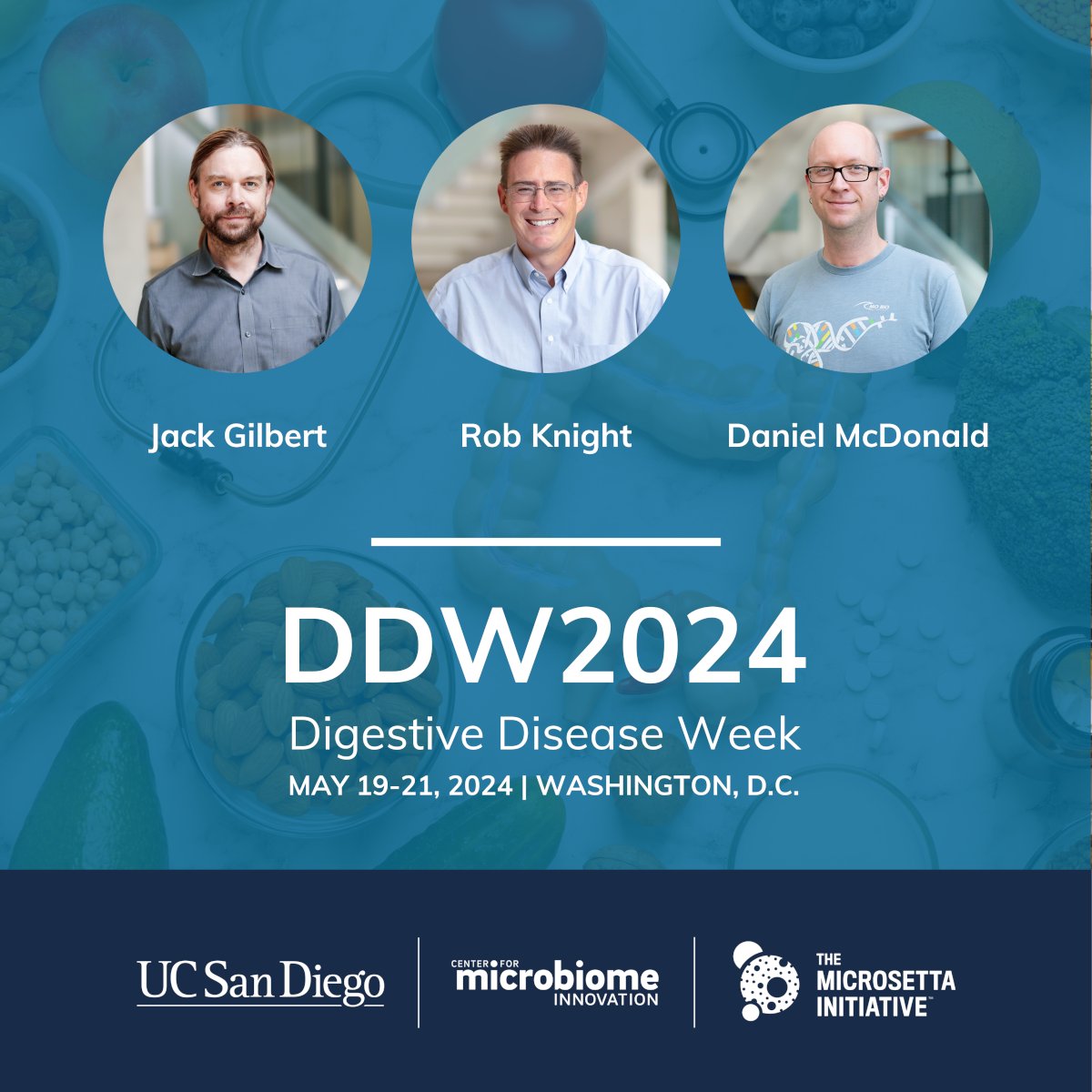 Join three of TMI's scientific leaders for their presentations at #DDW2024: Jack Gilbert - 05/18 10:00 - 10:22am Rob Knight - 05/18 2:05 - 2:30pm Daniel McDonald - 05/18 2:50 - 3:10pm And visit us at Booth #131 from May 19 - 21! @gilbertjacka @KnightLabNews @mcdonadt