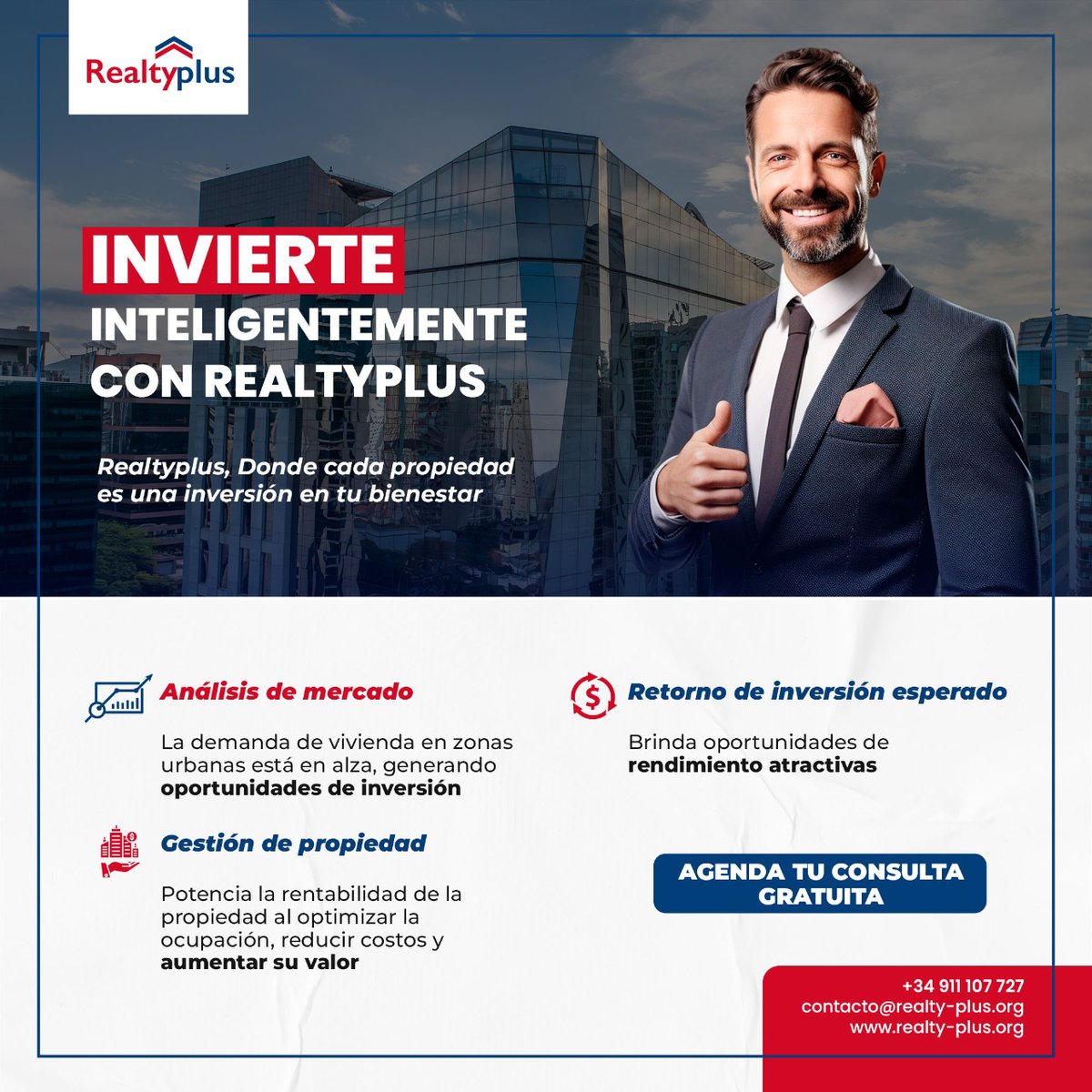 Maximiza tu inversión con nuestros expertos. 📈💼 

#InversiónInmobiliaria #RealtyPlus