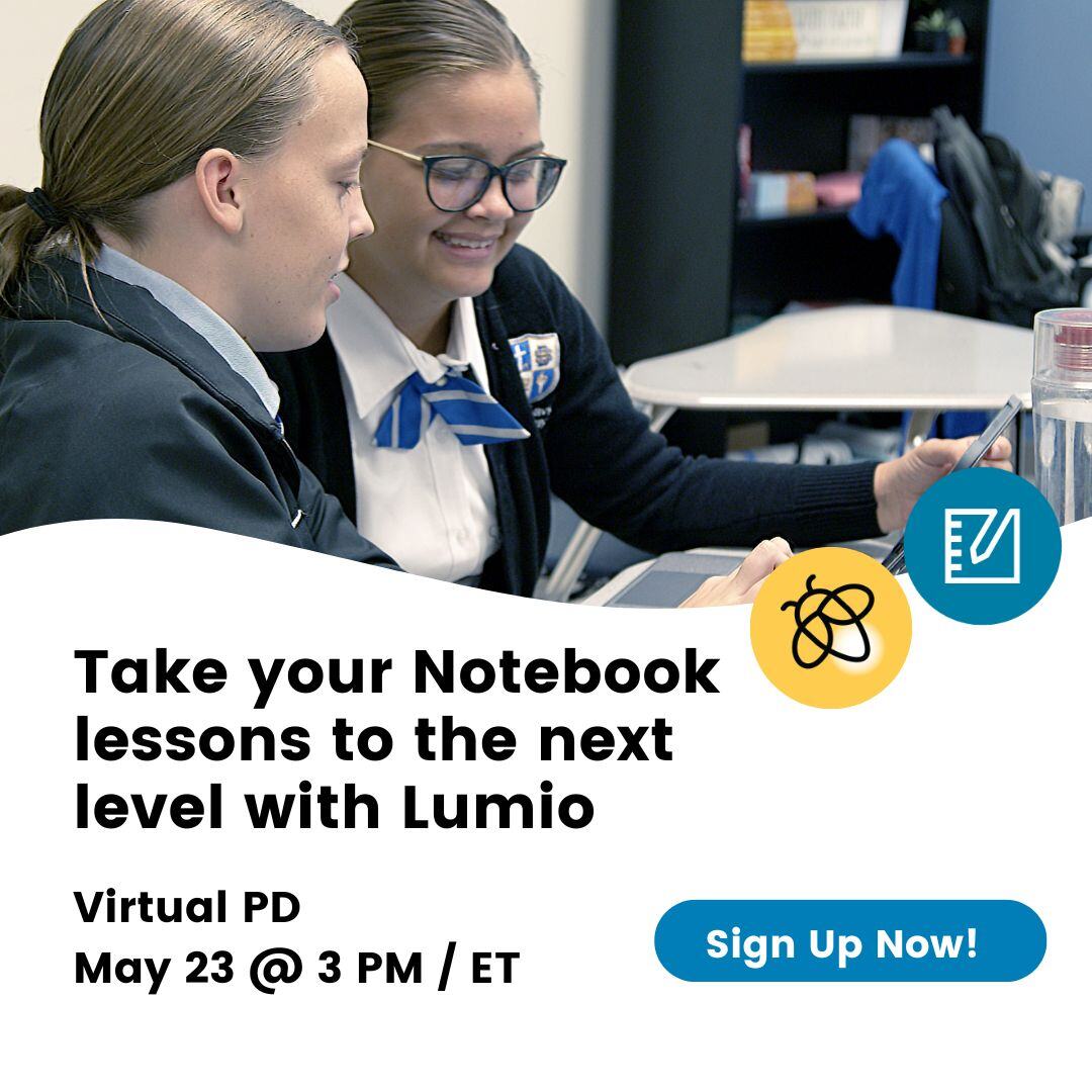 Ready to level up your Notebook lessons? Look no further! Our PD team is excited to help you deliver engaging lessons with the content you already have in Notebook. Join us on May 23rd at 3pm ET. Sign up today: bit.ly/44vPOFr