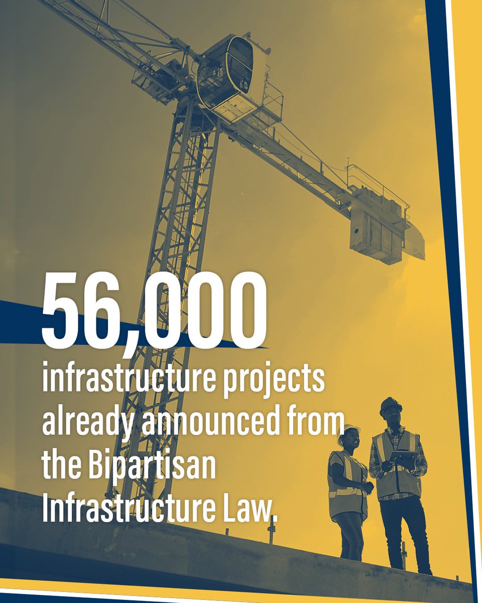 House Democrats and @POTUS brought the receipts this #InfrastructureWeek. 56,000 projects have already been announced to revitalize roads, bridges, public transportation, and ports. Democrats are delivering better-paying jobs for millions of Americans.