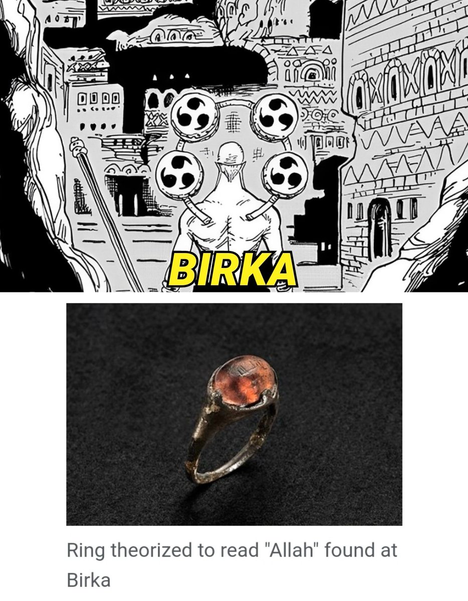 #ONEPIECE

Did you know that a Ring was discovered in a 9th-century Viking Woman's Burial during the Archaeological Excavations at BIRKA?

The Ring is preserved at the Swedish History Museum and is known as the 'ALLAH RING' due to its Pseudo-Kufic Inscription.