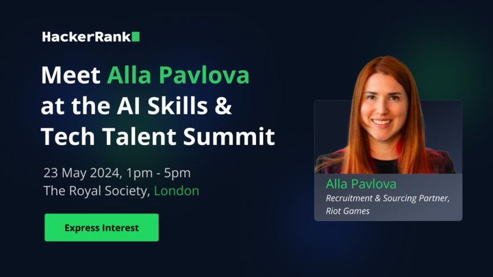 Alla Pavlova, Recruitment and Sourcing Partner at Riot Games, will be speaking at the HackerRank AI Skills and Tech Talent Summit in London! Don’t miss this opportunity to learn from one of the industry's leading experts. ✨ Register now: hackerrank.com/resources/ai-s…